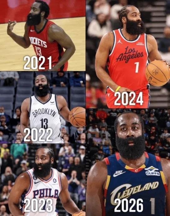 哈登6年5隊：4次申請交易“換隊”有望延續(xù)神跡 能否沖冠成功？